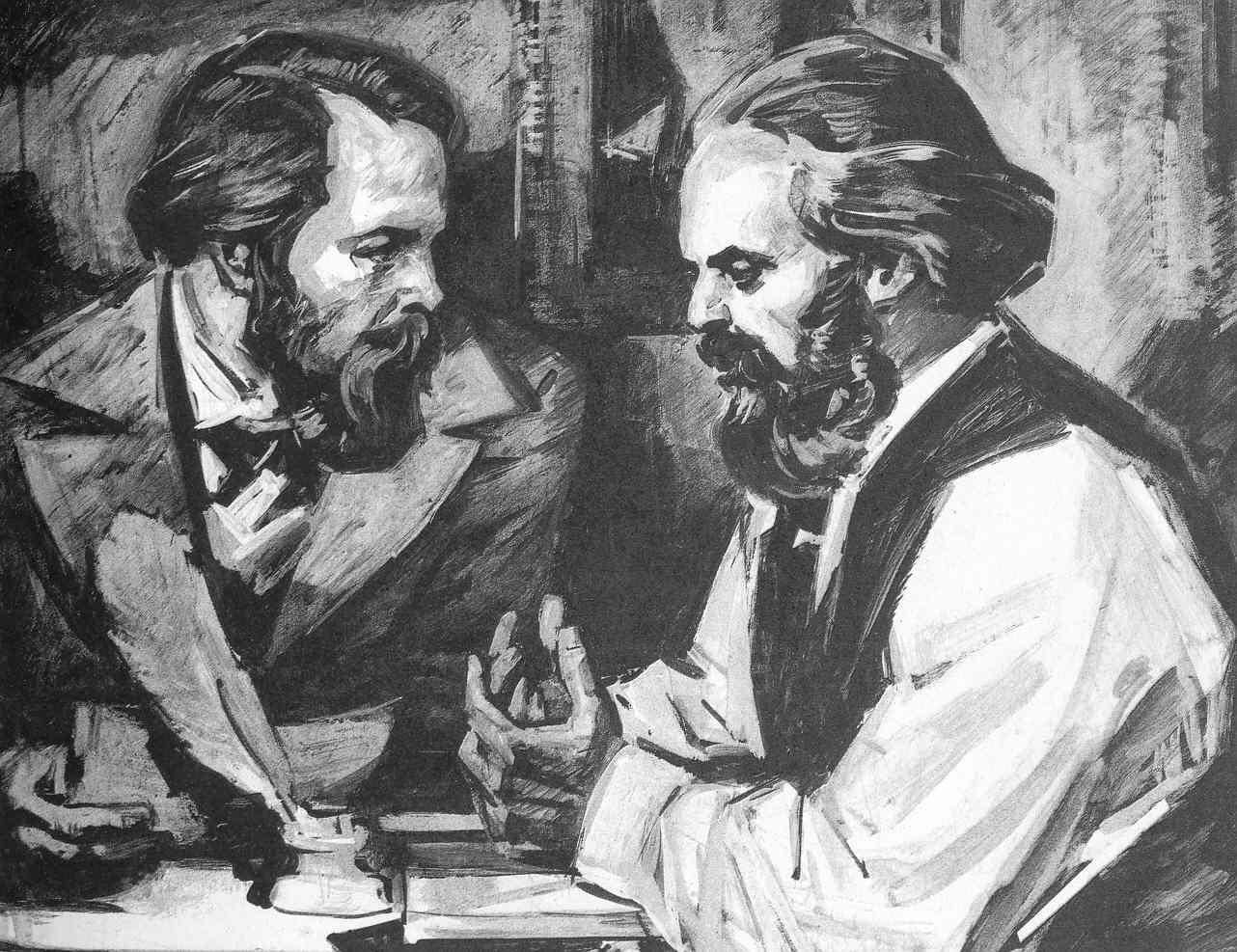 Retrato Marx y Engels